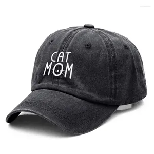 Top kapaklar kedi anne nakış yıkanmış pamuk beyzbol şapkası erkekler için kadın baba şapka golf snapback damlası