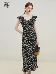 2024年夏の韓国のフリルドレスfsle韓国のフリルドレスfsle suspender skirt loose black high wasit