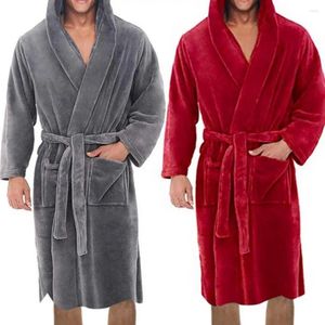 Men's Sleepwear Chic Hooded Pockets Warm Men Nightgown Lightweight Bath Robe Thickened Pajamas Home Clothes