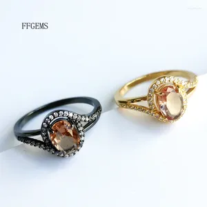 Cluster Rings FFGems Diaspore Zultanite Gemstone Black Gold For Women Girl Color Change Ring Wedding Engagement Fine Jewelry Box