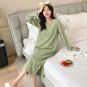 Mulheres sleepwear grandes jardas M-3XL mulheres camisolas modal algodão nightdress primavera outono vestido longo manga senhoras sleepshirt