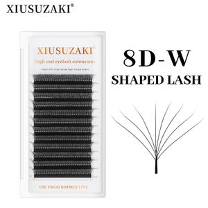 XIUSUZAKI 8D W Shaped Bloom Automatic Flowering Premade Fans Eyelashes Extensions Natural Soft Light High Idividual Lashes 240123