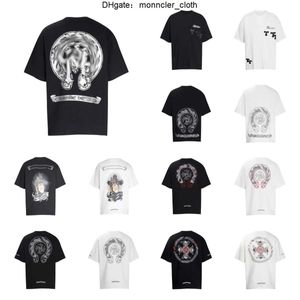 2024Classics Mens Ch T Shirts Heart High Qualith Brand Crew Neck Chromes短袖TEESTシャツカジュアルホースシューサンスクリットクロスプリントChromees Hearts YWZ2