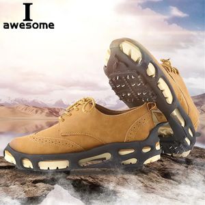 24 dentes de gelo pinça pico para sapatos ao ar livre anti deslizamento escalada caminhadas neve picos crampons grampos corrente garras apertos botas capa 240125