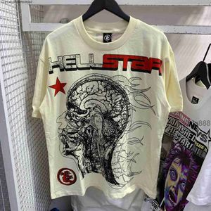 9SSE Męskie T-shirty Trendy Hellstar T-shirt Hell Star Head Print Street L4TA