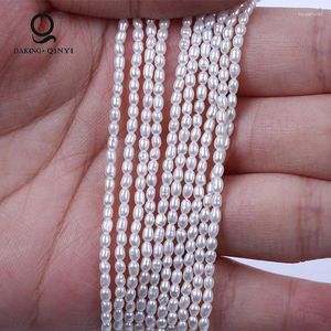 Loose Gemstones Wholesale 2-3mm AA Rice Shape Freshwater Real Pearl Strand For Jewelry