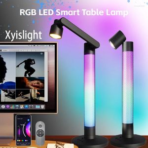 Bordslampor Smart Reading Lamp Tuya RGB Atmosphere Bedside Night Light Remote Control Voice Desk för sovrumsstudie Dekorera