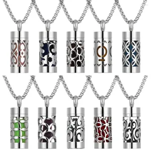 Pendant Necklaces 10PCS/LOT Wholesale Stainless Steel Aromatherapy Necklace Hollow Out Locket Box Perfume Essential Oil Diffuser