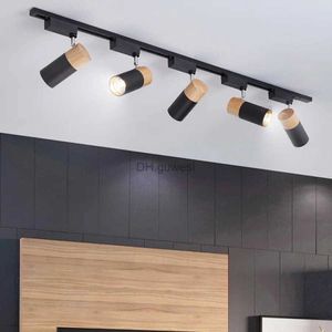 Spårljus 10W Nordiskt trä LED -spår Ljus Cob Led Rail Spotlight For Home Clothing Store Art Exhibition Decor Track Takbelysning YQ240124