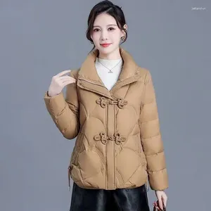 Kadın Trençkotları Kış Parkas Kadın Günlük Sıcak Pamuk Ceket Moda Standı Yaka Fermuar Ceket Kadın Koreli Yastıklı Giysiler