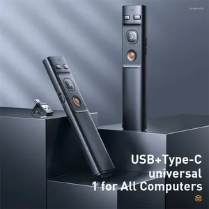 Fjärrkontroller Baseus AI Trådlös presentatör PPT Power Point Presentation Pointer 2.4 GHz USB C Adapter Handhållen kontroll Röd penna