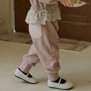 Trousers 2024 Autumn Korean Children's And Girls' Fashion Elastic Waist Leggings Loose Casual Pants Legings For Girls