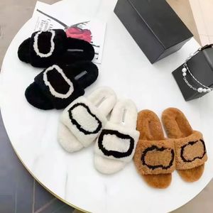 2024 New fashion womans Rubber Slippers warm fluffy woolskin teddy bear Luxurys designer mens tazzs andal famous channel Shoes slides fuzzy sandale Slipper With box