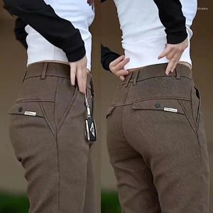 Calças masculinas Smart Casual Coreia Estilo Perna Reta Slim Khaki Preto Moda Alta Qualidade Stretch Mens Calças