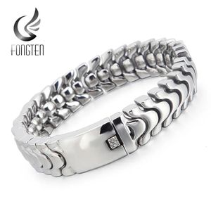 Fongten Silber Farbe Shiny Männer Armband Edelstahl Knochen Kette Armreif Armbänder Für Charme Schmuck Weihnachten Geschenke 240130