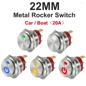 Smart Home Control 22mm Metal Toggle Rocker Switch LED Lyumined Car RV Auto Boat Dashboard Self-Locking 12V 24V 20A On-Off 3 Pin SPST