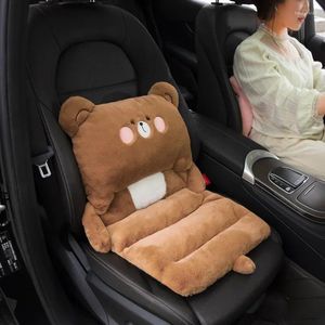 Car Seat Covers Cushion Winter Plush Interior Cute Cartoon Lumbar Insulated Warm Booster Woman