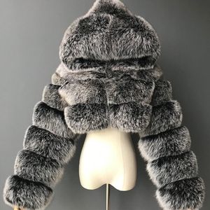 Cappotto da donna in soffice pelliccia sintetica Giacca corta Piumino con cerniera Giacca invernale con orsacchiotto sfocato caldo