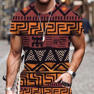 Herren-T-Shirts, 3D-afrikanischer, ethnischer, primitiver Stammesstoffdruck, übergroßes Hemd für Herren, modisch, bequem, kurzärmelig, Unisex-Kleidung