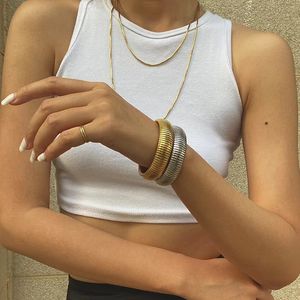 Europäisches und amerikanisches Minimal-Art-Kalt-Titanstahl-breites elastisches Ringarmband, trendige coole Hip-Hop-Zwillingsarmbänder