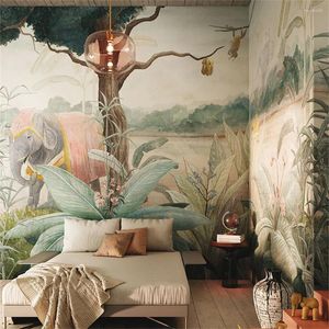 Sfondi Personalizzati Elefante Po Per Soggiorno Edificio Panno Da Parete Ainforest Scenic Paper Background Art Home Improvement