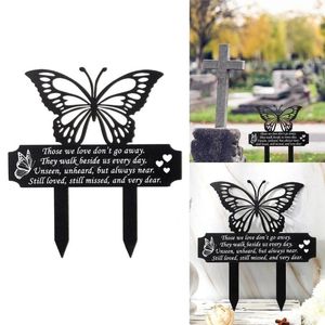 Garden Decorations Memorial Stake Metal Lawn Art Outdoor Plaque For Gardening Yard Patios Decoration Butterfly Shape Y5GB