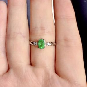 Cluster Rings Natural Emerald Fashion Silver Gemstone Ring 4mm 6mm 925 för engagemang