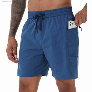 Pantaloncini da uomo Tyhen Costume da bagno da uomo Pantaloncini corti da surf ad asciugatura rapida con fodera in rete e tasche con cerniera T240202