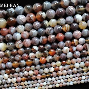 Beads Meihan Wholesale natural Botswana agate smooth round loose stone beads for jewelry making design DIY bracelet necklace