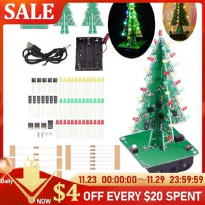 Decorações de Natal Tridimensional Árvore 3D LED DIY Kit 3/7 Cores Piscando Circuito Prática de Solda Eletrônica Fun Suite 3 PCB