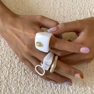 Cluster Rings Fashion Jewelry Set Women Metal Acrylic Irregular Sweet Colorful Geometry Finger Ring Girl Lady Party Wedding Gifts