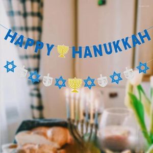 Parti Dekorasyonu 3M Hanukkah Banner Happy Candlestick Altı Nolu Yıldız Kağıt Asma Çelenk Ev Dekoru