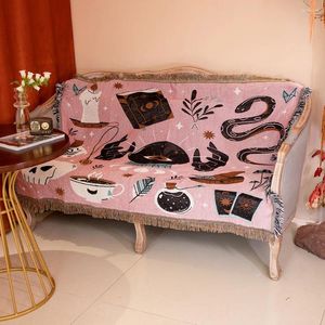 Filtar tarot bomullslinne filt soffa retro boho handduk stickad förtjockad varm pad matta bohemisk resor kast sängöverdrag