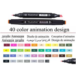 Markers Wholesale TouchFive Markers Art 30/40/60/80 Color Animation Set Sketch Marker Pen Double Tips Alkoholhaltiga pennor för Artist Manga Dhkix