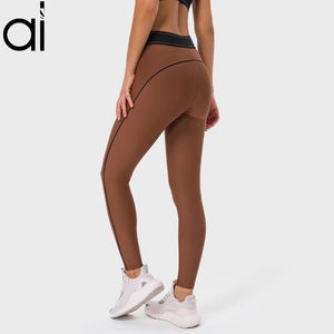 Al Yoga Sweatpants High-midjig Airl Suit Up Leggings Kvinnor Slim-Fit Hip-Lift fullängd Gymbyxor Boxer-stil midjebandformning Midja Sportkläder Stretch Tights