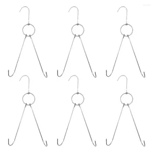 Kitchen Storage 6 Pcs Security Stainless Steel Meat Hook Coat Grill Hooks Roast Double