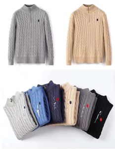 Mens Designer Polo Sweater Fleece ralphs Shirts Thick Half Zipper High Neck Warm Pullover Slim Knit Knitting Lauren Jumpers Small horse Brand Sweatshirt 1136ESS