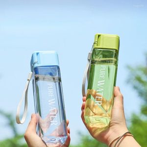 Garrafas de água simples garrafa quadrada personalizada 500ml copo criativo portátil à prova de vazamento esporte plástico resistente ao calor