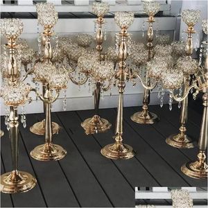 Party Decoration Party Decoration 5 Arm Gold Candle Holders Ljusstake Wedding Centerpieces For Tables Center de Table Mariage Crysta DHPDR