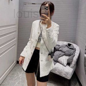 Women's Fur & Faux Designer Brand 2023 Fashion Celebrity Weaving Coarse Woolen Mid Length Coat for Women Q859