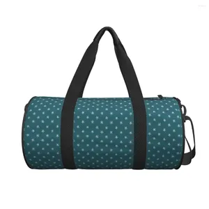 Duffelväskor Tiny Floral Travel Bag Turquoise Söta blommor Stora Sport Oxford Men Women Custom Gym Bagage Fitness