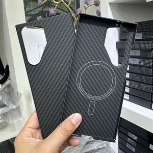 Bulletproof Magnetic Aramid Genuine Carbon Fiber Case for Samsung Galaxy S24 Ultra Mag Safe Back Cover