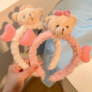 Hårklipp söta hjärtbjörn pannband för kvinnor huvudbonad teddy päls lamm ull pannband tjej turban scrunchies ins tillbehör