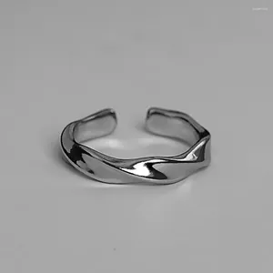 Cluster Rings Silver Color Mobius For Men Women 2024 Trend Design Metal Twist Simple Open Adjustable Finger Ring Wholesale