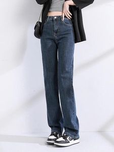 Damenjeans mit hoher Taille für Frauen 2024 Frühling Sommer Y2k Mode gerade breites Bein Mom Stretchy Schwarz Blau Denim Hosen LJ378