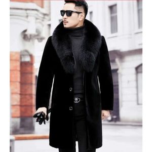 Fur Coat Mens Medium and Long Haining Integrated Imitation Mink Plush Thickened Warm Middle Designer Aged Old Age VO0N