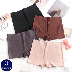Womens Panties BZEL 3PCS Seamless Boxers Breathable Lingerie Comfortable Boyshorts Silk Satin Underwear Woman Sports Underpants