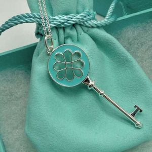 Tiffanyjewelry 여성용 골드 목걸이 디자이너 Tiffanybead 목걸이 S925 스털링 실버 블루 에나멜 목걸이 펜던트 패션 스웨터 체인 라이브 배달