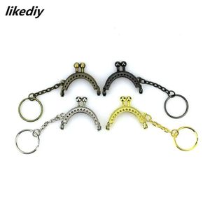 20 PcsLot 4 CM BronzeSilverGoldenGun Black Half Round Metal Purse Frame Kiss Clasp Lock With Key Ring Bag Accessories 240201