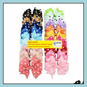 Ribbon Bow Dot Girl Hairpins Colorf Children Hair Clip Boutique Kids Bows Tie Kid Hairs Accessories 20 Colors Fashionable Cute Headban ZZ